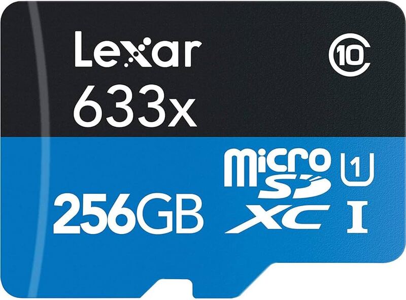 LEXAR HIGH-PERFORMANCE 256GB 633X MICROSDXC UHS-I WITH SD ADAPTER, UP TO 100MB/S READ 45MB/S WRITE C10 A1 V30 U3